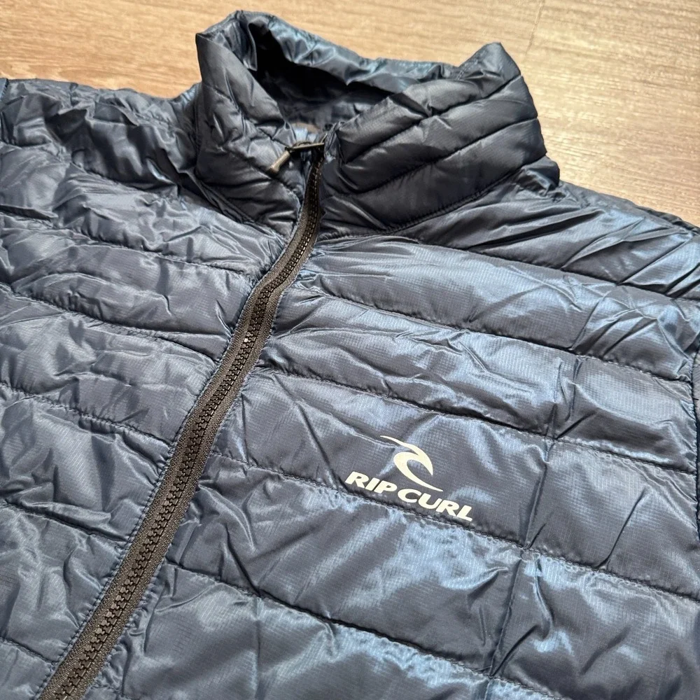 Ripcurl Jacket Men Large Blue Duck Down Quilted Puffer Anti Series Full Zip Surf